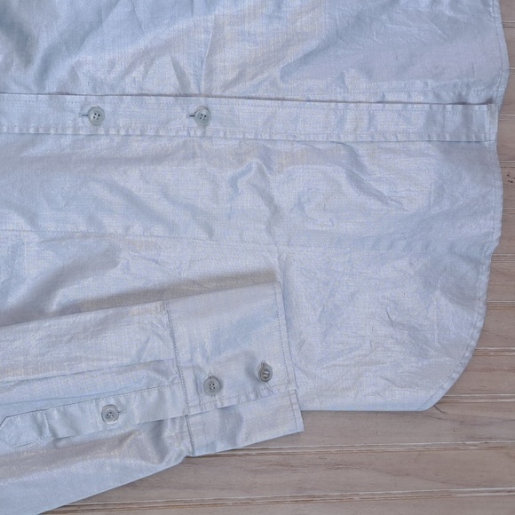 Luisa Cerano Silver Metallic Dressy Long Sleeve Utility Button Down Tunic Blouse - Picture 5 of 13